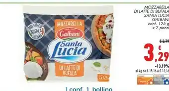 Conad Galbani Mozzarella Santa Lucia 125 G(ml) offerta
