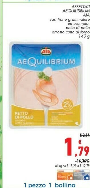 Conad Aia Petto Di Pollo Cotto Al Forno Aequilibrium 140 G(ml) offerta