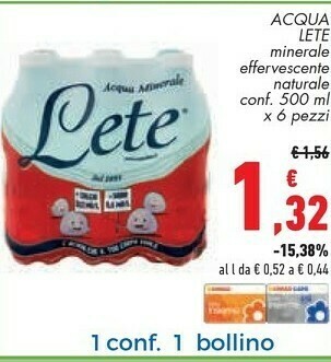 Conad Lete Acqua Minerale Effervescente Naturale 500 G(ml) offerta