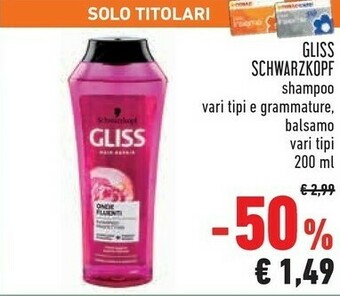 Conad Schwarzkopf Gliss Kur 2470095 Balsamo Per Capelli Donne 200 Ml offerta
