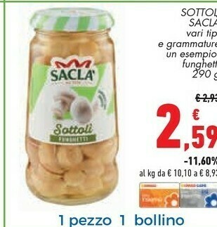Conad Saclà Sottoli Funghetti 290 G(ml) offerta