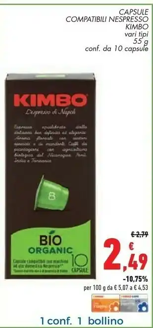 Conad Nespresso Kimbo Capsule Compatibili offerta