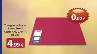 Tovaglietta Rossa 1 Velo 30 X 40 Central Carta