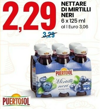 Eurospin Puertosol Nettare Di Mirtilli Neri offerta