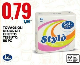 Eurospin Soft Dream Tovaglioli Decorati Effetto Tessuto 60 Pz offerta