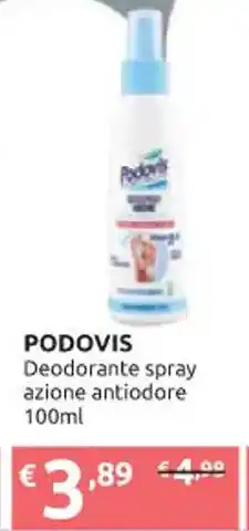 Ipersoap PODOVIS Deodorante spray azione antiodore 100ml offerta