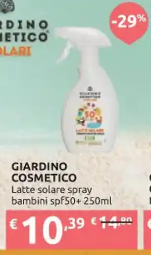 Ipersoap GIARDINO COSMETICO Latte solare spray bambini spf50+ 250ml offerta