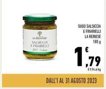 Conad SUGO SALSICCIA E FRIARIELLI LA REINESE 180 g offerta