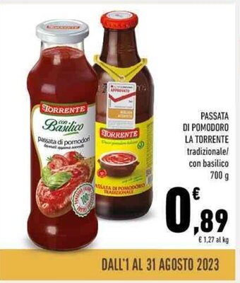 Conad PASSATA DI POMODORO LA TORRENTE 700 g offerta