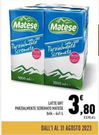 Conad LATTE UHT PARZIALMENTE SCREMATO MATESE brik - 4x1 L offerta