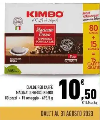 Conad CIALDE PER CAFFÈ MACINATO FRESCO KIMBO 80 pezzi +15 omaggio - 693,5 g offerta