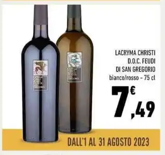 Conad LACRYMA CHRISTI D.O.C. FEUDI DI SAN GREGORIO bianco/rosso - 75 cl offerta