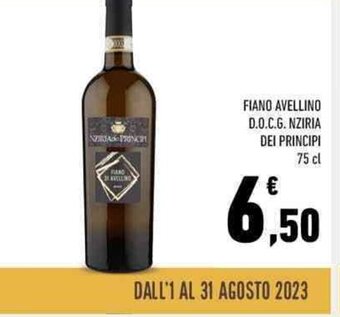 FIANO AVELLINO D.O.C.G.NZIRIA DEI PRINCIPI 75 cl