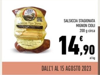 SALSICCIA STAGIONATA MIGNON CIOLI 200 g circa