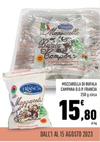 Conad MOZZARELLA DI BUFALA CAMPANA D.O.P. FRANCIA 250 g circa offerta