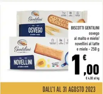Conad BISCOTTI GENTILINI osvego al malto e miele 250 g offerta