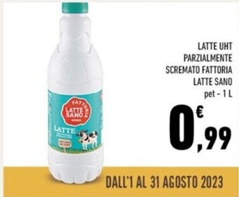 Conad LATTE UHT PARZIALMENTE SCREMATO FATTORIA LATTE SANO pet-1 L offerta