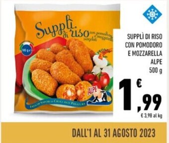 Conad SUPPLÌ DI RISO CON POMODORO E MOZZARELLA ALPE 500 g offerta