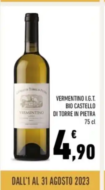 Conad VERMENTINO I.G.T. BIO CASTELLO VERMENTINO DI TORRE IN PIETRA 75 cl offerta
