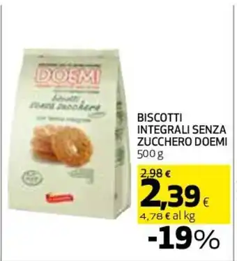Coop BISCOTTI INTEGRALI SENZA ZUCCHERO DOEMI 500 g offerta