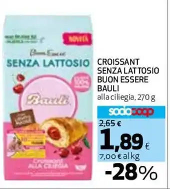 Coop CROISSANT SENZA LATTOSIO BUON ESSERE BAULI 270 g offerta
