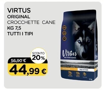 Arcaplanet Virtus original crocchette cane kg.7.5 tutti i tipi offerta