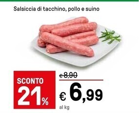 Iper La Grande Salsiccia di tacchino, pollo e suino offerta
