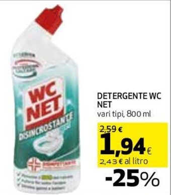 Coop DETERGENTE WC NET vari tipi, 800 ml offerta