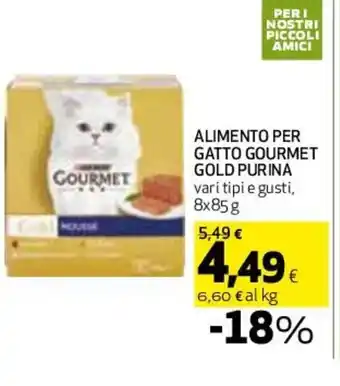 Coop ALIMENTO PER GATTO GOURMET GOLD PURINA vari tipi e gusti, 8x85g offerta