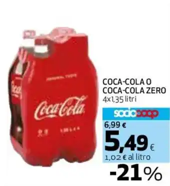 Coop COCA-COLA O COCA-COLA ZERO 4x1,35 litri offerta