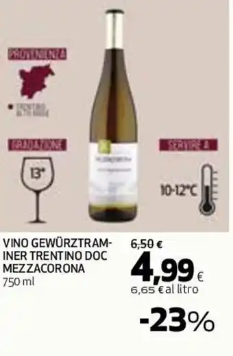 Coop VINO GEWÜRZTRAM-INER TRENTINO DOC MEZZACORONA 750 ml offerta