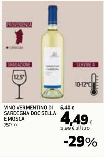Coop VINO VERMENTINO DI SARDEGNA DOC SELLA E MOSCA 750 ml offerta