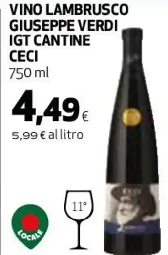 Coop VINO LAMBRUSCO GIUSEPPE VERDI IGT CANTINE CECI 750 ml offerta
