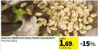 Coop GNOCCHI SORRENTINI SENZA PATATE CASA BURATTI take away, 500 g offerta