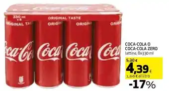 Coop COCA-COLA O COCA-COLA ZERO lattine, 8x330 ml offerta