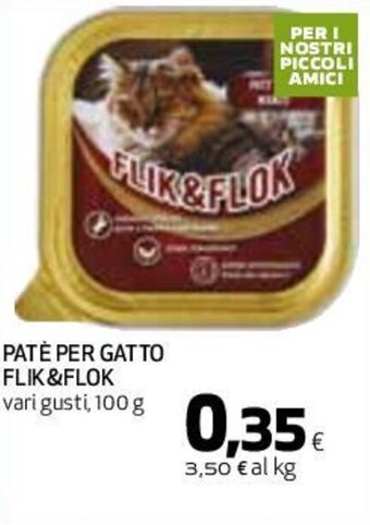 Coop PATÈ PER GATTO FLIK&FLOK vari gusti, 100 g offerta