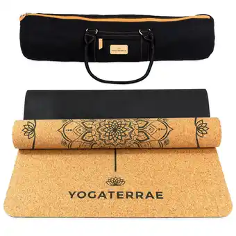 Decathlon Tappetino yoga sughero-gomma naturale + cinghia + borsa per il trasporto offerta