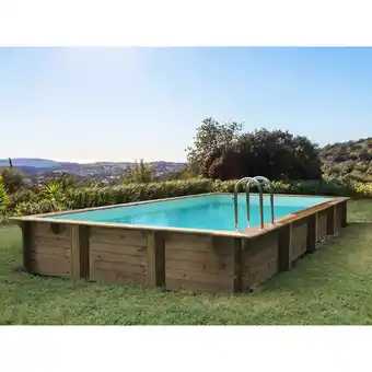 Kit piscina rettangolare in legno sunrise - 8,20 x 5,20 x 1,44 m