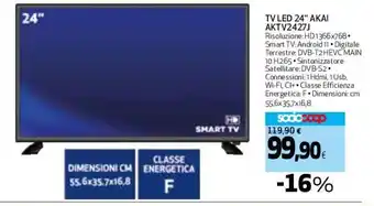 Coop TV LED 24" AKAI AKTV2427J offerta