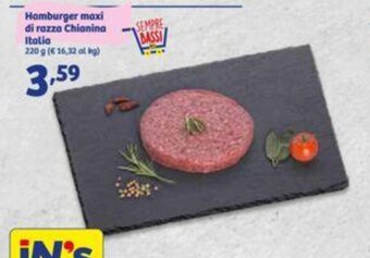 In'S Mercato Hamburger maxi di razza Chianina Italia 220 g offerta