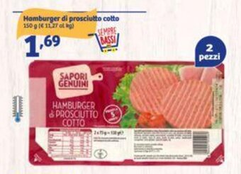 In'S Mercato Hamburger di prosciutto cotto 150 g offerta