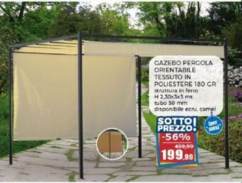 GAZEBO PERGOLA ORIENTABILE TESSUTO IN POLIESTERE 180 GR