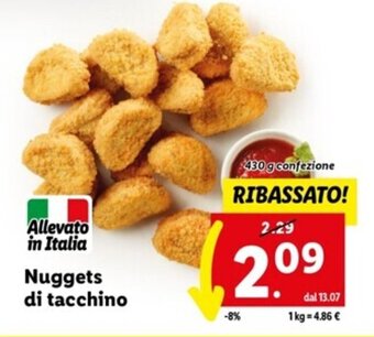 Lidl Nuggets di tacchino 430 g offerta
