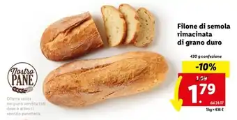 Lidl Filone di semola rimacinata di grano duro 430 g offerta
