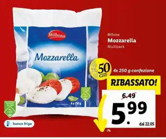 Lidl Milbona Mozzarella Multipack 4x 250 g offerta