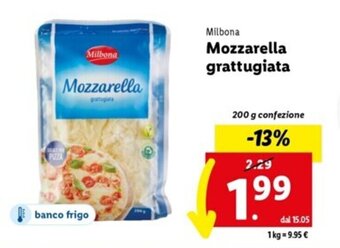 Lidl Milbona Mozzarella grattugiata 200 g offerta
