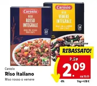 Lidl Carosio Riso italiano Riso rosso o venere 500 g offerta