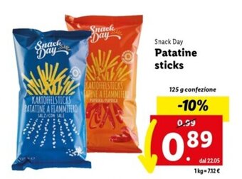 Lidl Snack Day Patatine sticks 125 g offerta