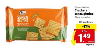 Lidl Certossa free from Crackers senza glutine 200 g offerta