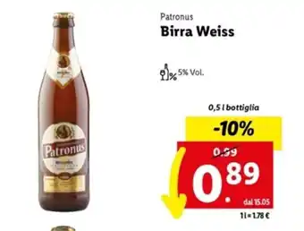 Lidl Patronus Birra Weiss 0,5 l offerta